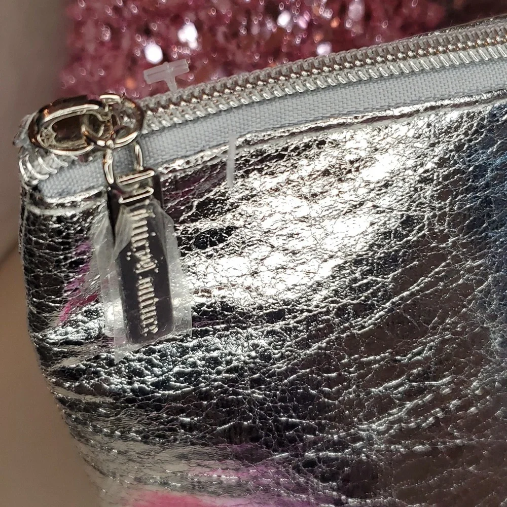 Juicy Couture 💖NWOT💖 Crackled Metallic Silver Large Cosmetic Bag!💖💖💖 - Picture 7 of 9